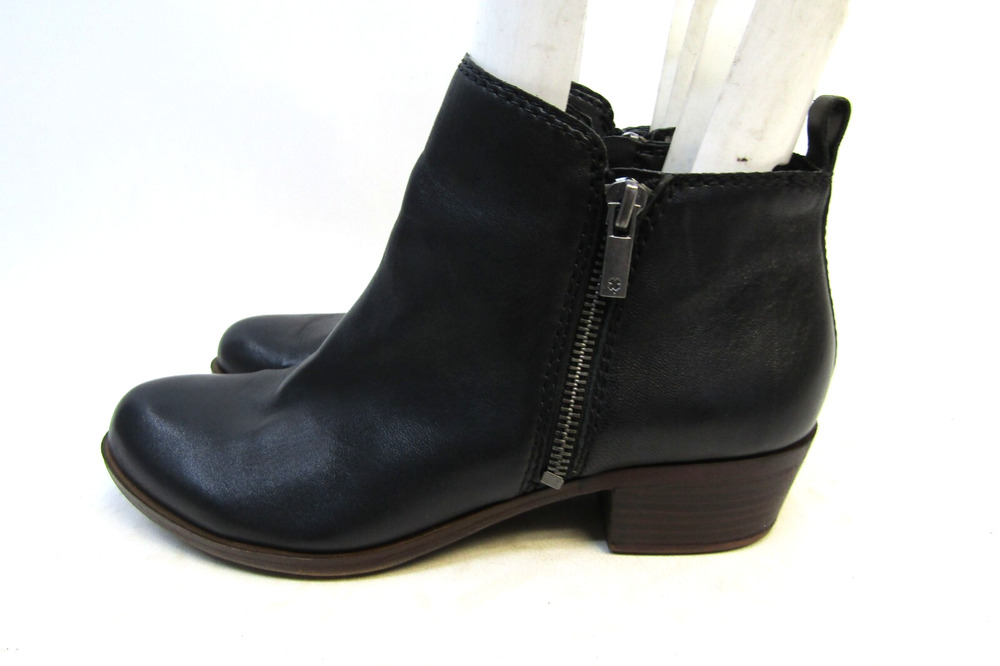 Lucky Brand Womens Size 8 M Black Leather Zip Ankle Fashion Boots Bootie